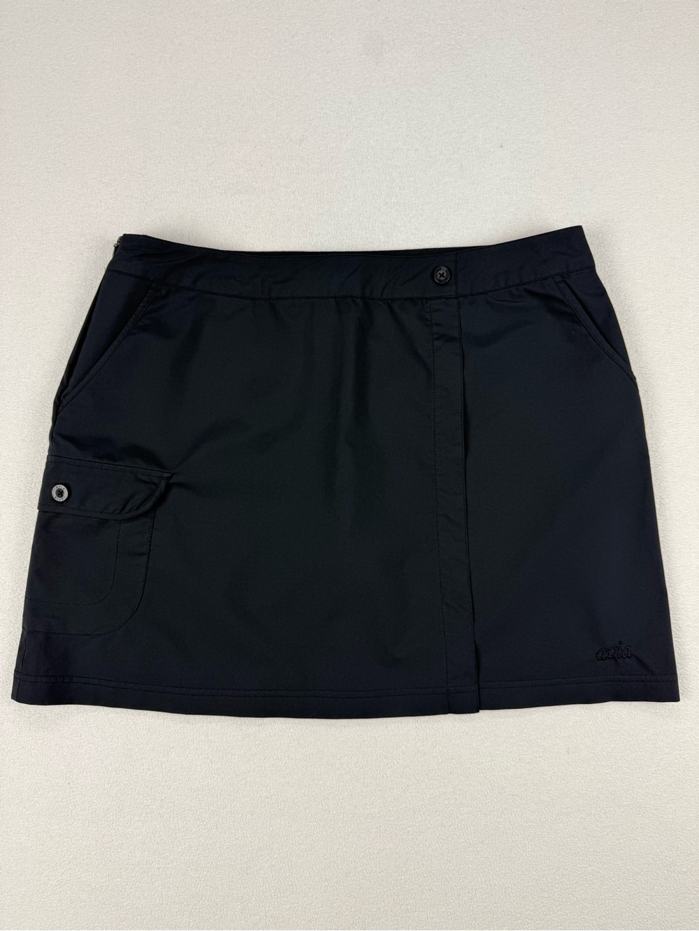 Avis Black Faux Wrap Skort Athletic Golf Tennis Skirt with Built In Shorts